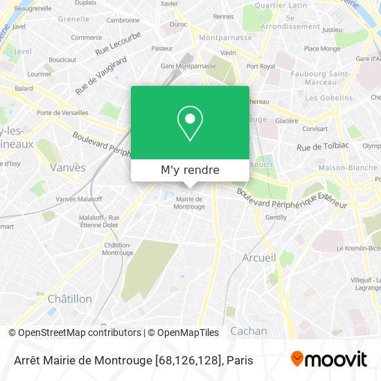 Arrêt Mairie de Montrouge [68,126,128] plan
