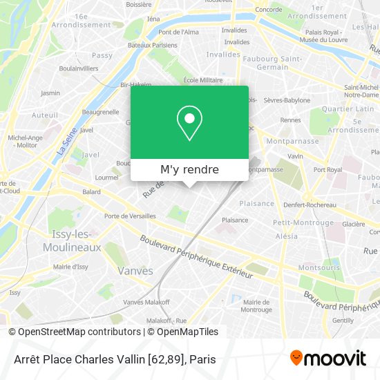 Arrêt Place Charles Vallin [62,89] plan