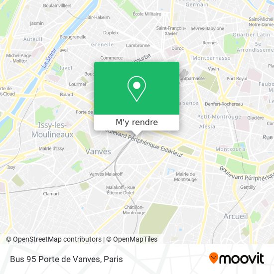 Bus 95 Porte de Vanves plan