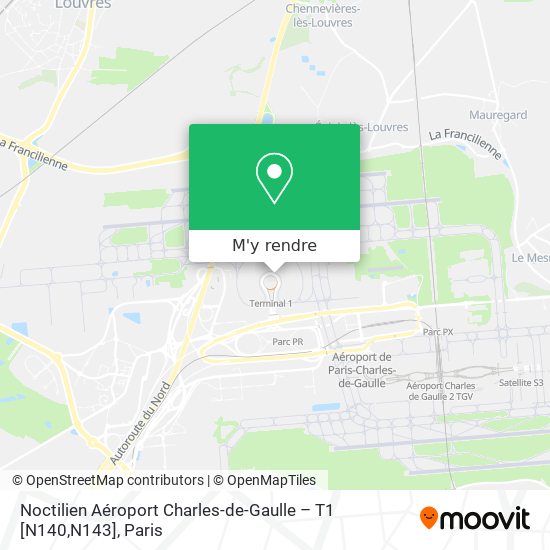 Noctilien Aéroport Charles-de-Gaulle – T1 [N140,N143] plan