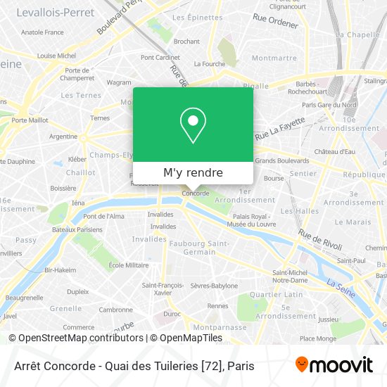 Arrêt Concorde - Quai des Tuileries [72] plan