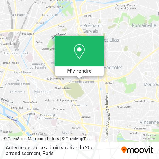 Antenne de police administrative du 20e arrondissement plan