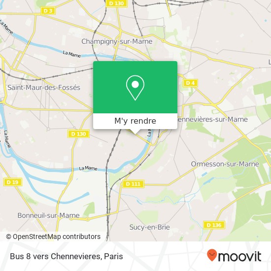 Bus 8 vers Chennevieres plan