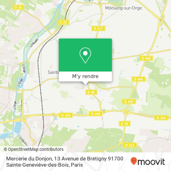 Mercerie du Donjon, 13 Avenue de Brétigny 91700 Sainte-Geneviève-des-Bois plan