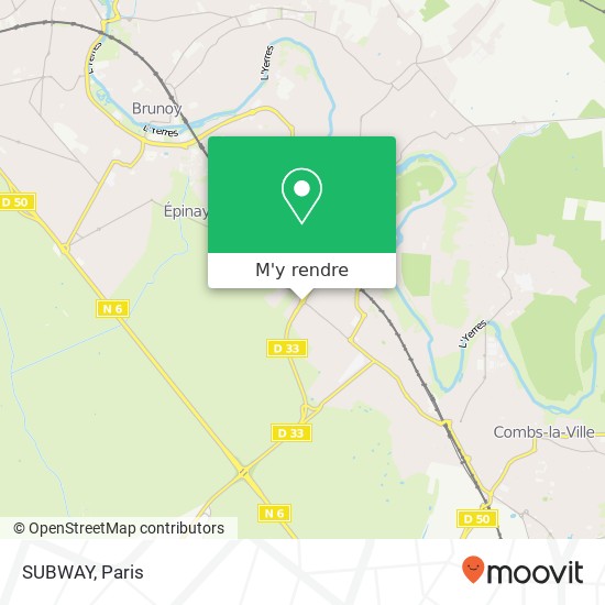 SUBWAY, Rond-Point du Val d'Yerres 91480 Quincy-sous-Sénart plan