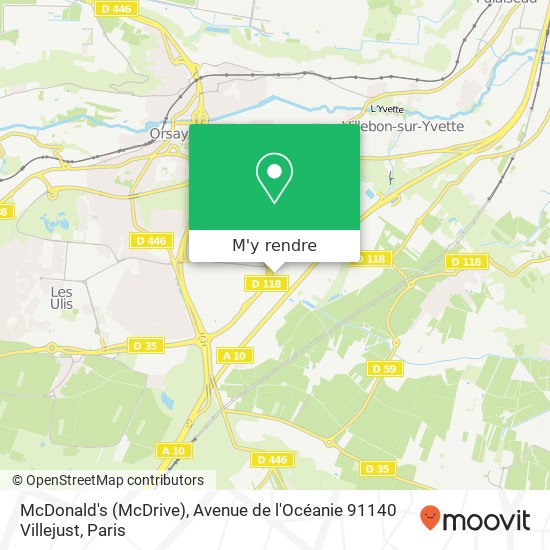 McDonald's (McDrive), Avenue de l'Océanie 91140 Villejust plan