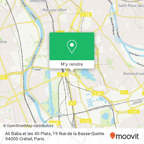 Ali Baba et les 40 Plats, 19 Rue de la Basse-Quinte 94000 Créteil plan