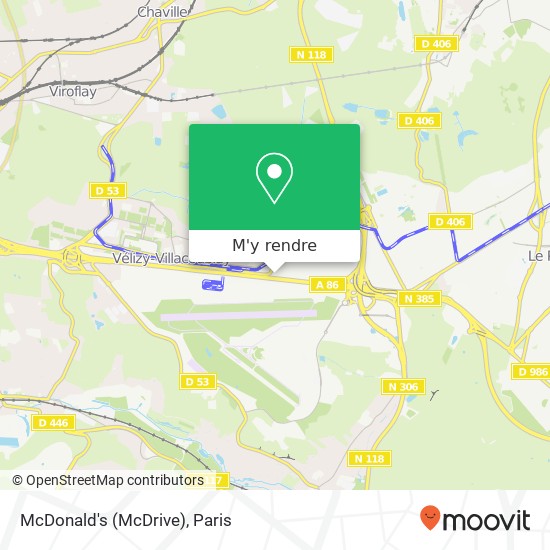 McDonald's (McDrive), 65 Avenue de l'Europe 78140 Vélizy-Villacoublay plan