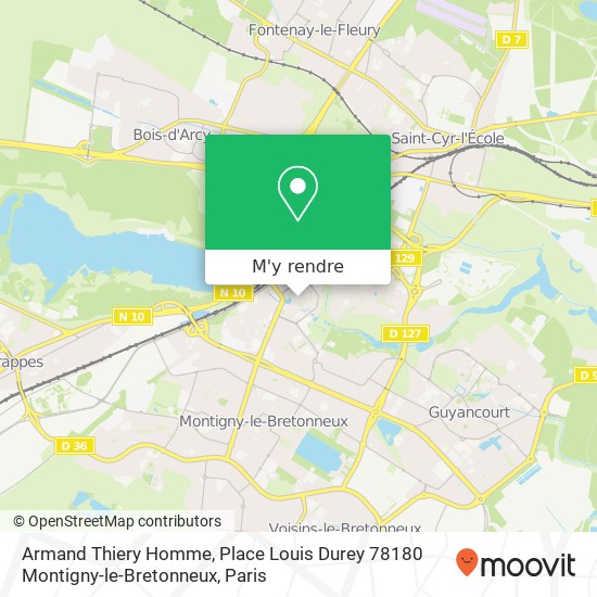 Armand Thiery Homme, Place Louis Durey 78180 Montigny-le-Bretonneux plan