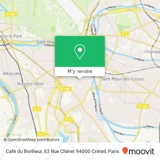 Café du Bonheur, 63 Rue Chéret 94000 Créteil plan