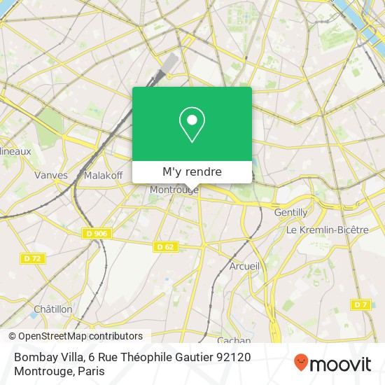 Bombay Villa, 6 Rue Théophile Gautier 92120 Montrouge plan