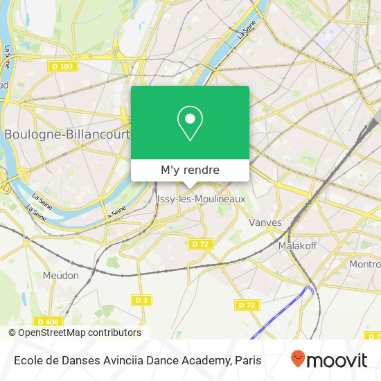 Ecole de Danses Avinciia Dance Academy, 32 Rue du Gouverneur-Général Éboué 92130 Issy-les-Moulineaux plan