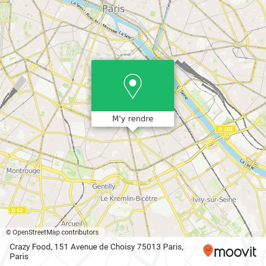 Crazy Food, 151 Avenue de Choisy 75013 Paris plan