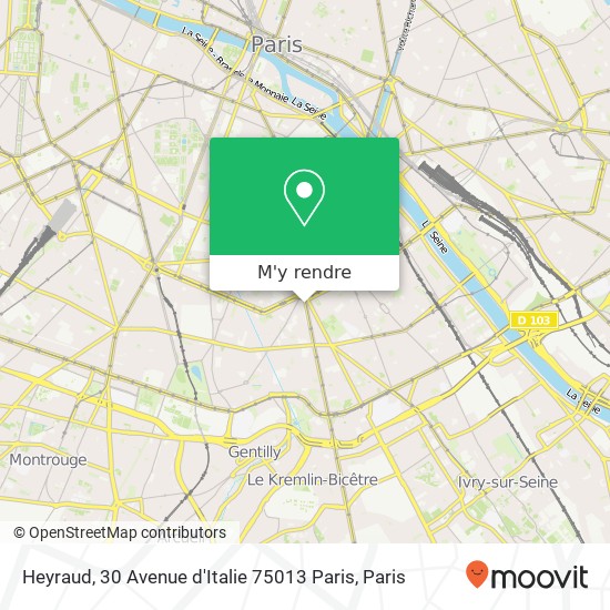 Heyraud, 30 Avenue d'Italie 75013 Paris plan