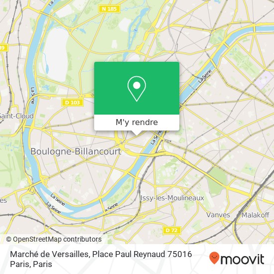 Marché de Versailles, Place Paul Reynaud 75016 Paris plan