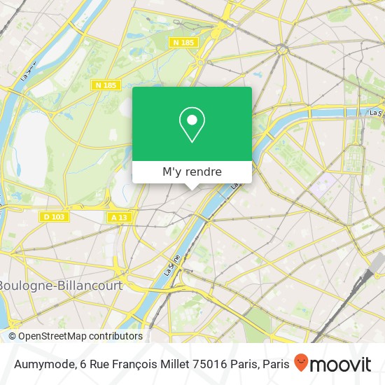 Aumymode, 6 Rue François Millet 75016 Paris plan