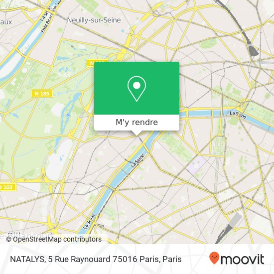 NATALYS, 5 Rue Raynouard 75016 Paris plan