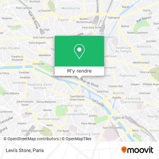 Comment aller à Levi's Store à Paris en Bus, Métro, RER ou Tram ?