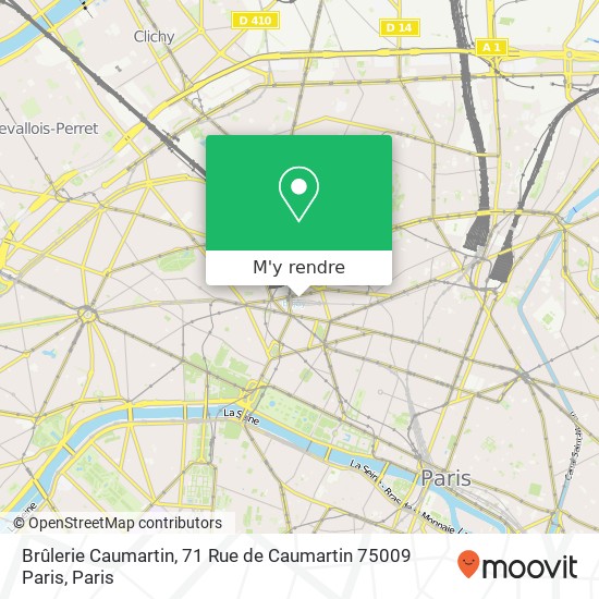 Brûlerie Caumartin, 71 Rue de Caumartin 75009 Paris plan