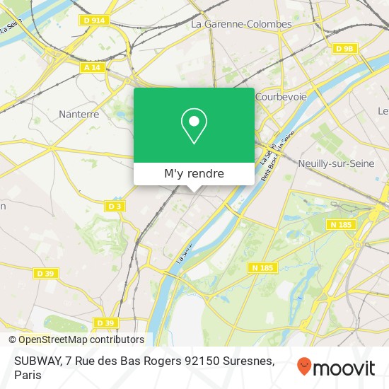 SUBWAY, 7 Rue des Bas Rogers 92150 Suresnes plan