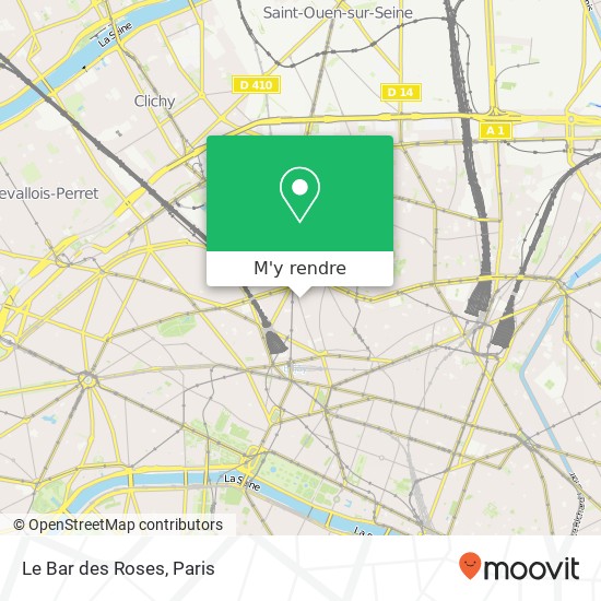 Le Bar des Roses, 1 Rue de Vintimille 75009 Paris plan