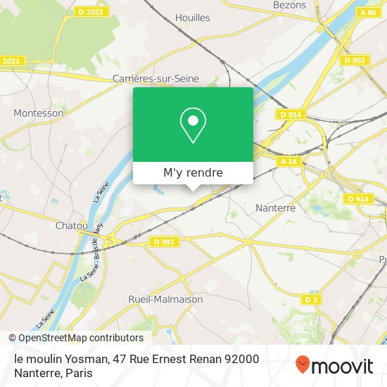 le moulin Yosman, 47 Rue Ernest Renan 92000 Nanterre plan