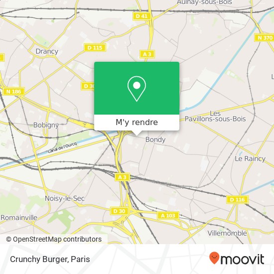 Crunchy Burger, 24 Rue Jules Guesde 93140 Bondy plan