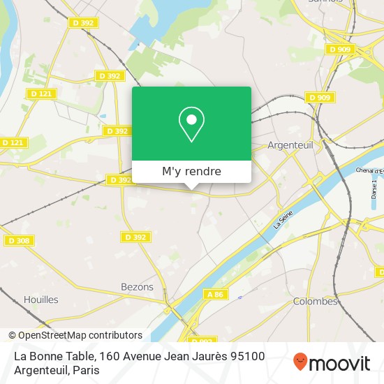 La Bonne Table, 160 Avenue Jean Jaurès 95100 Argenteuil plan