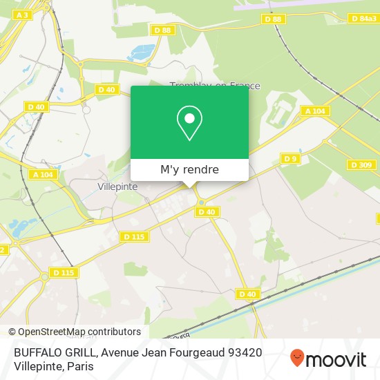 BUFFALO GRILL, Avenue Jean Fourgeaud 93420 Villepinte plan