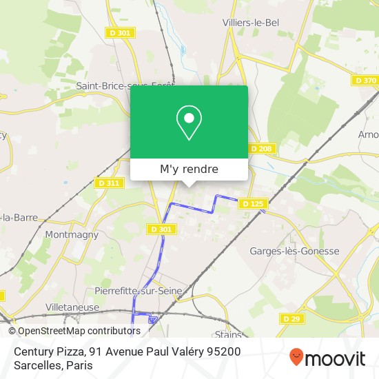 Century Pizza, 91 Avenue Paul Valéry 95200 Sarcelles plan