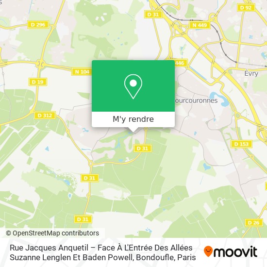 Rue Jacques Anquetil – Face À L'Entrée Des Allées Suzanne Lenglen Et Baden Powell, Bondoufle plan