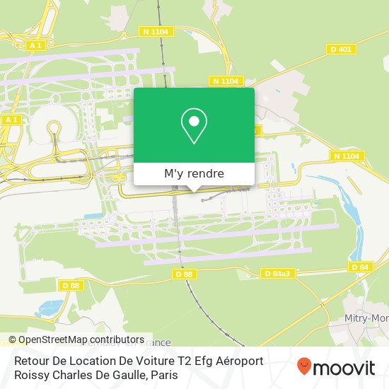 Retour De Location De Voiture T2 Efg Aéroport Roissy Charles De Gaulle plan