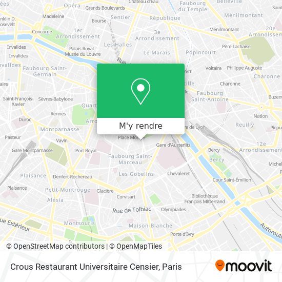 Crous Restaurant Universitaire Censier plan