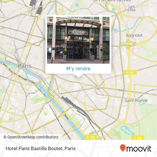 Hotel Paris Bastille Boutet plan