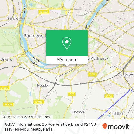 G.D.V. Informatique, 25 Rue Aristide Briand 92130 Issy-les-Moulineaux plan