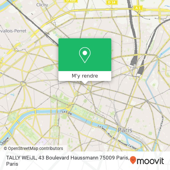 TALLY WEiJL, 43 Boulevard Haussmann 75009 Paris plan