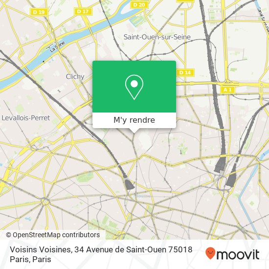 Voisins Voisines, 34 Avenue de Saint-Ouen 75018 Paris plan