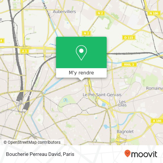 Boucherie Perreau David, 27 Rue Eugène Jumin 75019 Paris plan