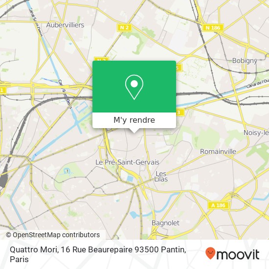 Quattro Mori, 16 Rue Beaurepaire 93500 Pantin plan