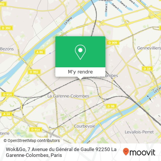 Wok&Go, 7 Avenue du Général de Gaulle 92250 La Garenne-Colombes plan