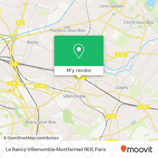 Le Raincy-Villemomble-Montfermeil RER plan