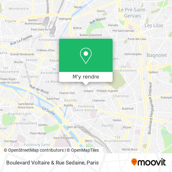 Boulevard Voltaire & Rue Sedaine plan