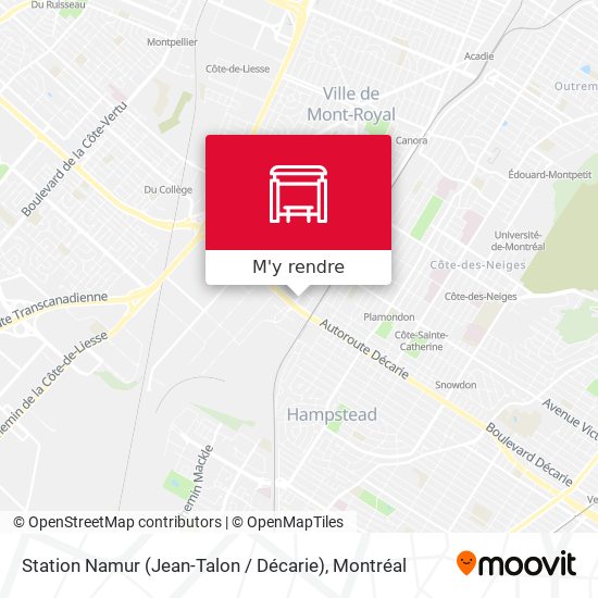 Station Namur (Jean-Talon / Décarie) plan