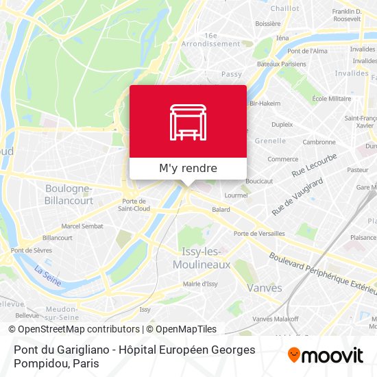 Pont du Garigliano - Hôpital Européen Georges Pompidou plan