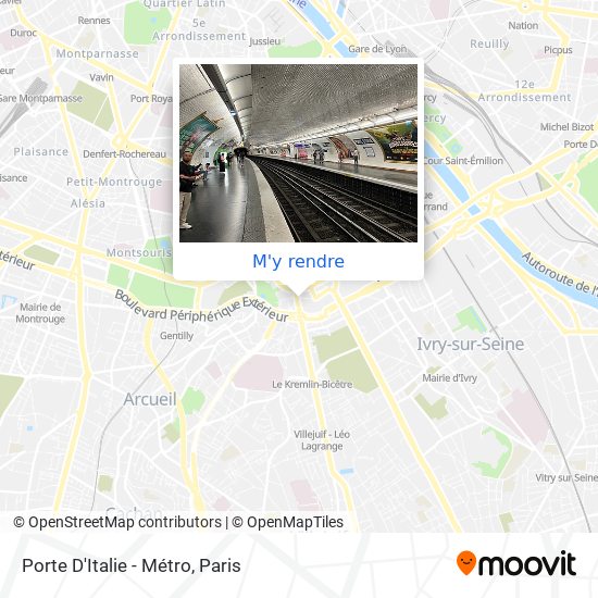 Porte D'Italie - Métro plan