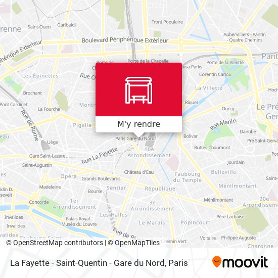 La Fayette - Saint-Quentin - Gare du Nord plan