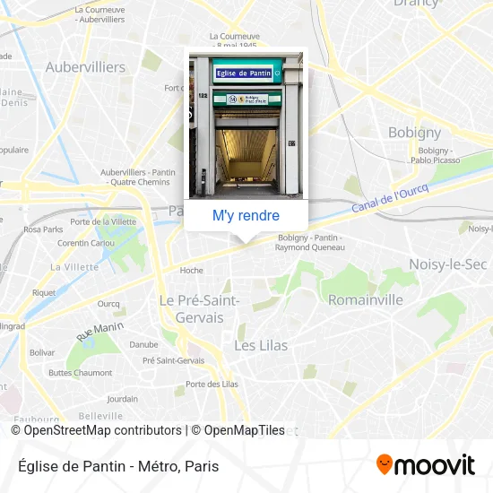 Église de Pantin - Métro plan