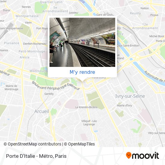 Porte D'Italie - Métro plan