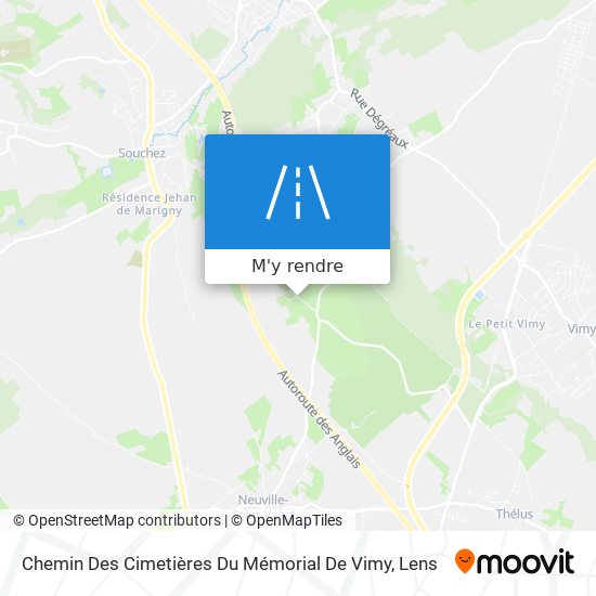 Chemin Des Cimetières Du Mémorial De Vimy plan