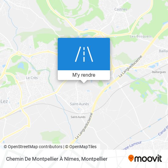 Chemin De Montpellier À Nîmes plan